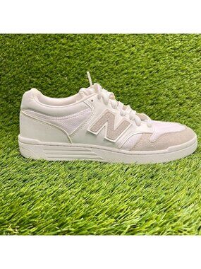 New Balance 480 Mens Size 8 White Gray Athletic Running Leather Shoes Sneakers